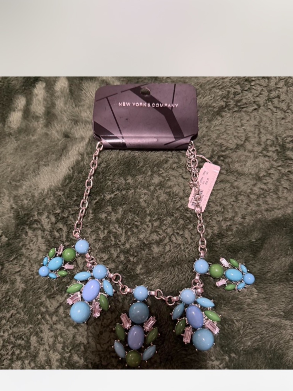 New York & Company Blue and Green Cluster Necklace